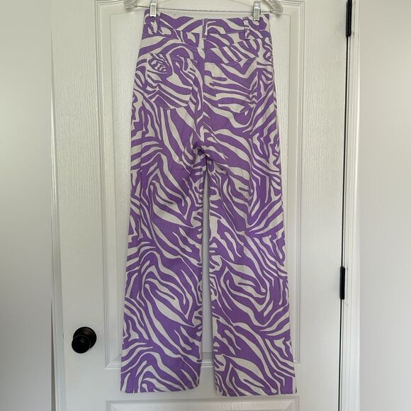 SHEIN Women’s Purple & White Zebra Print Retro Hippie Wide Leg Pants Size XS - Picture 3 of 11